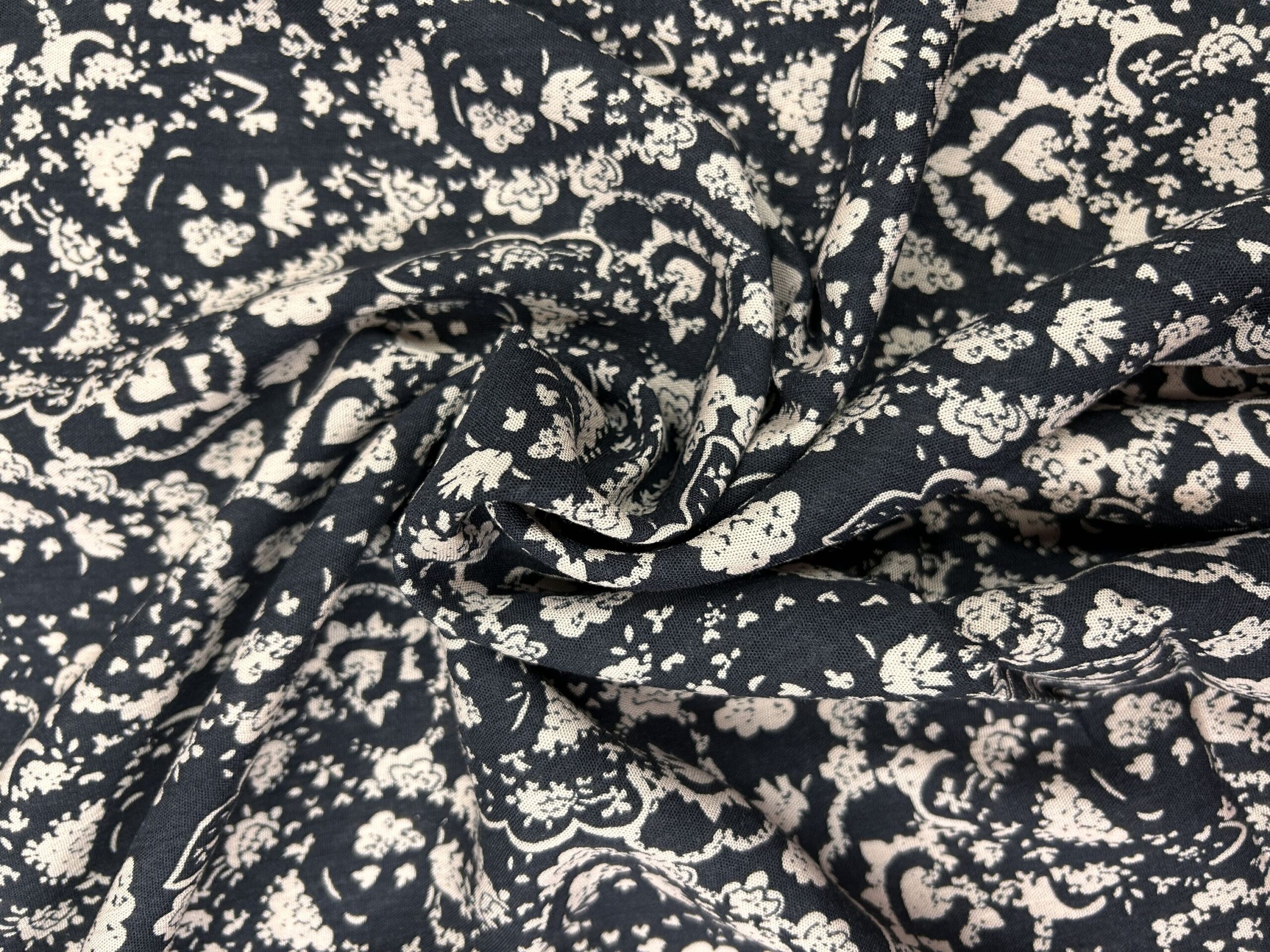 Black & Beige Viscose Voile