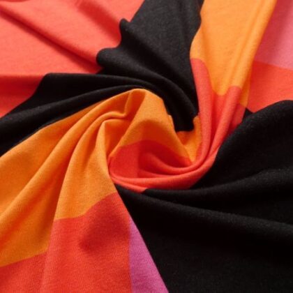 Ex Hobbs Viscose Jersey - Geometric Design Orange & Coral Tones £16 per metre