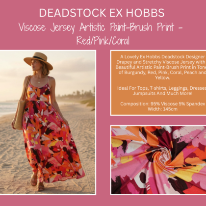 Ex Hobbs Viscose Jersey - Paintbox Pink Tones £16 per metre