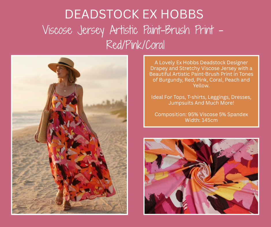 Ex Hobbs Viscose Jersey - Paintbox Pink Tones £16 per metre