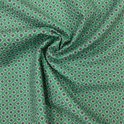 100% Cotton Seersucker Green Motif