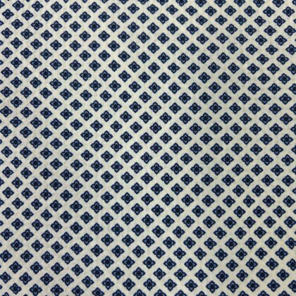 100% Cotton Seersucker White/Blue Motif