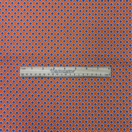 100% Cotton Seersucker Orange Motif